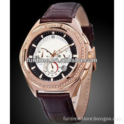 pu leather strap watches promotion gift watches with crystal